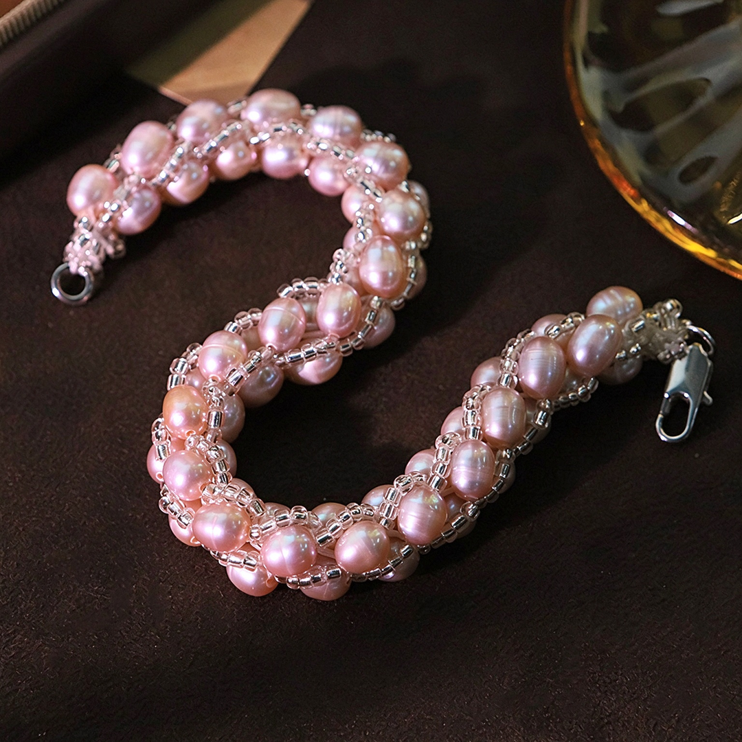 Twisted Freshwater Pearl Beaded Bracelet