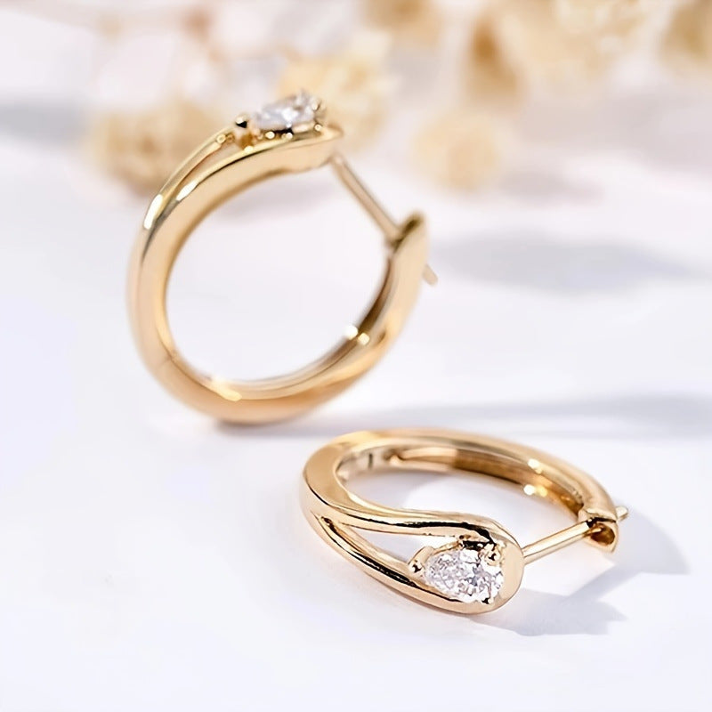Teardrop Zircon Twisted Huggie Hoop Earrings