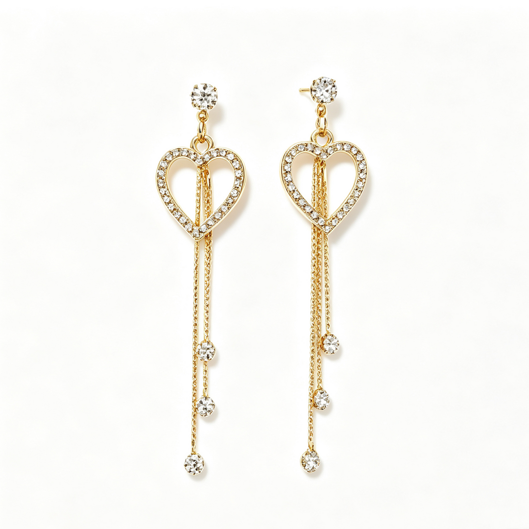 Romantic Heart Long Dangle Earrings