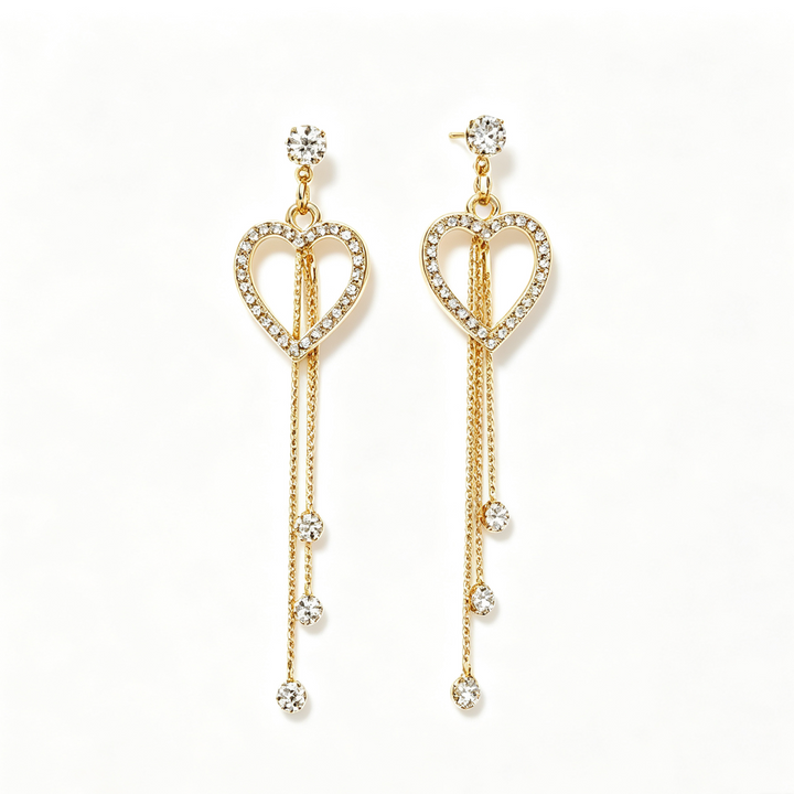 Romantic Heart Long Dangle Earrings
