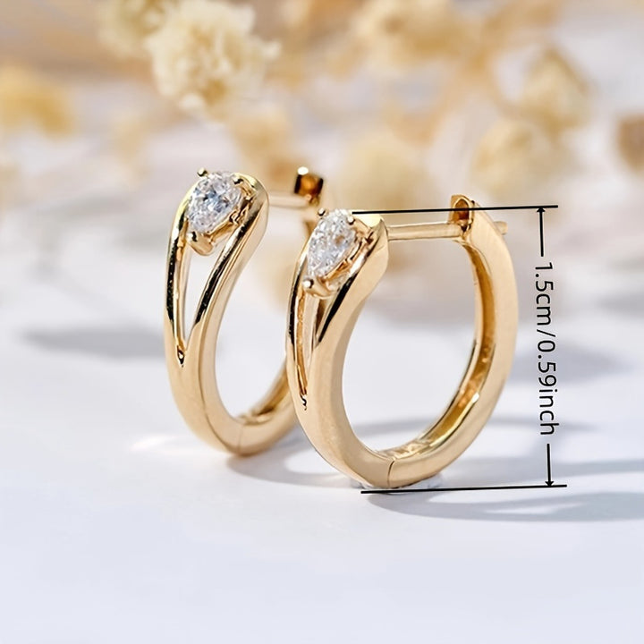 Teardrop Zircon Twisted Huggie Hoop Earrings