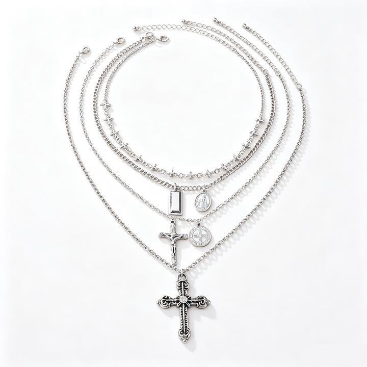 Layered Cross Necklace Everyday Style