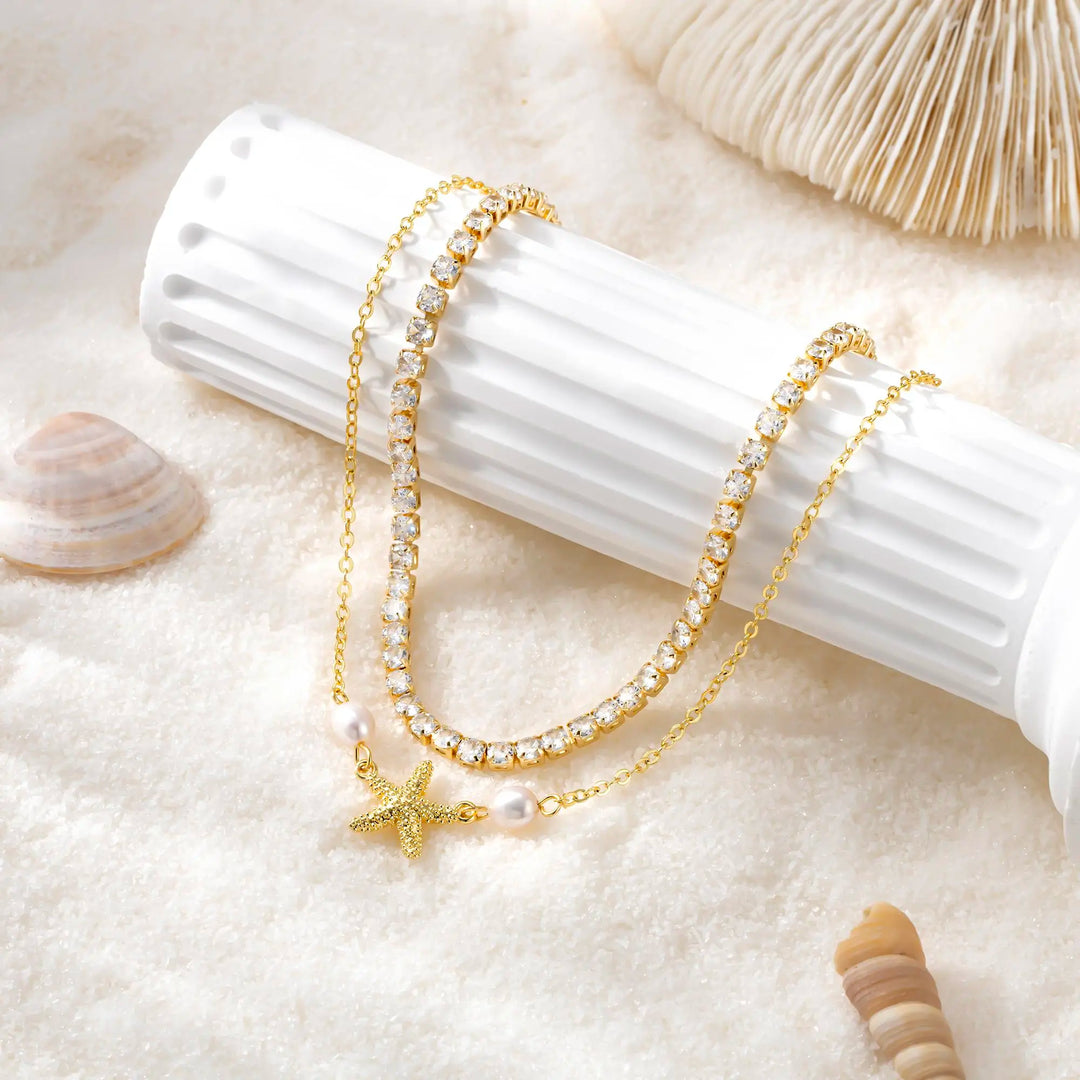 Anklet Starfish Pearl Beach Set