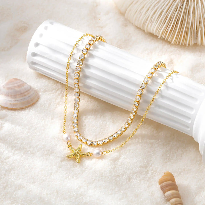 Anklet Starfish Pearl Beach Set