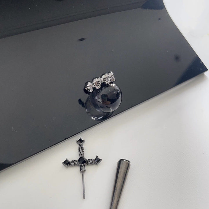 Dagger Cross Zircon Ear Studs
