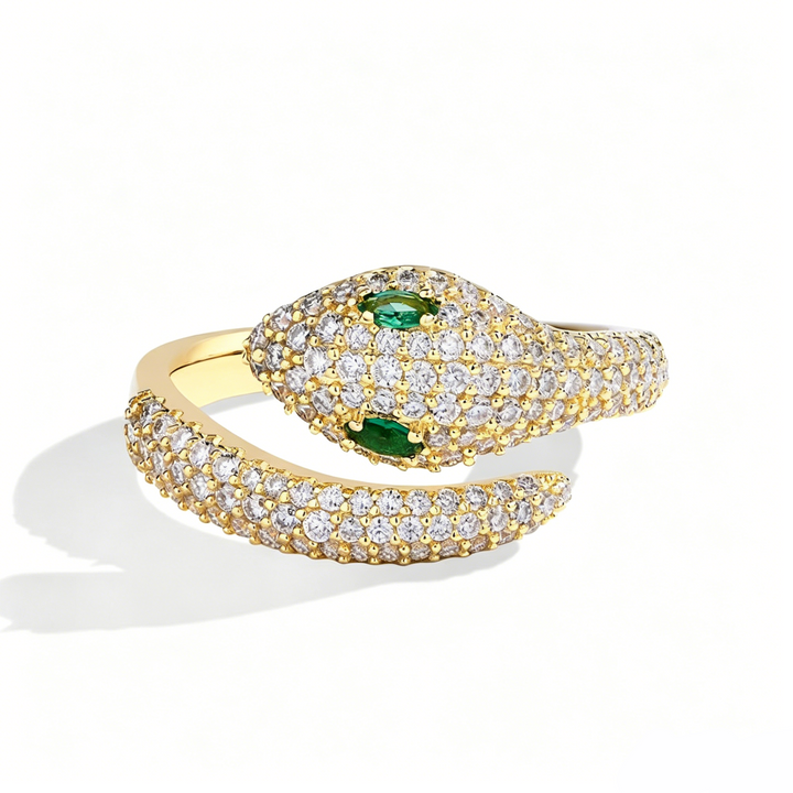 Pave Zircon Snake Adjustable Open Ring