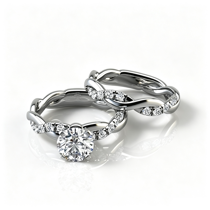 Moissanite Twisted Ring Set
