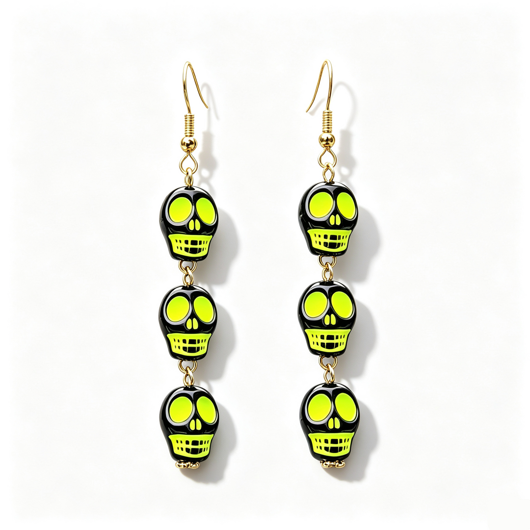 Colorful Skull Halloween Dangle Earrings