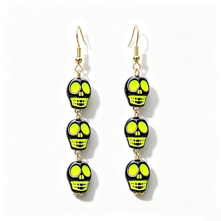 Colorful Skull Halloween Dangle Earrings