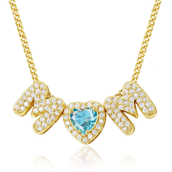 Birthstone MOM Heart Necklace