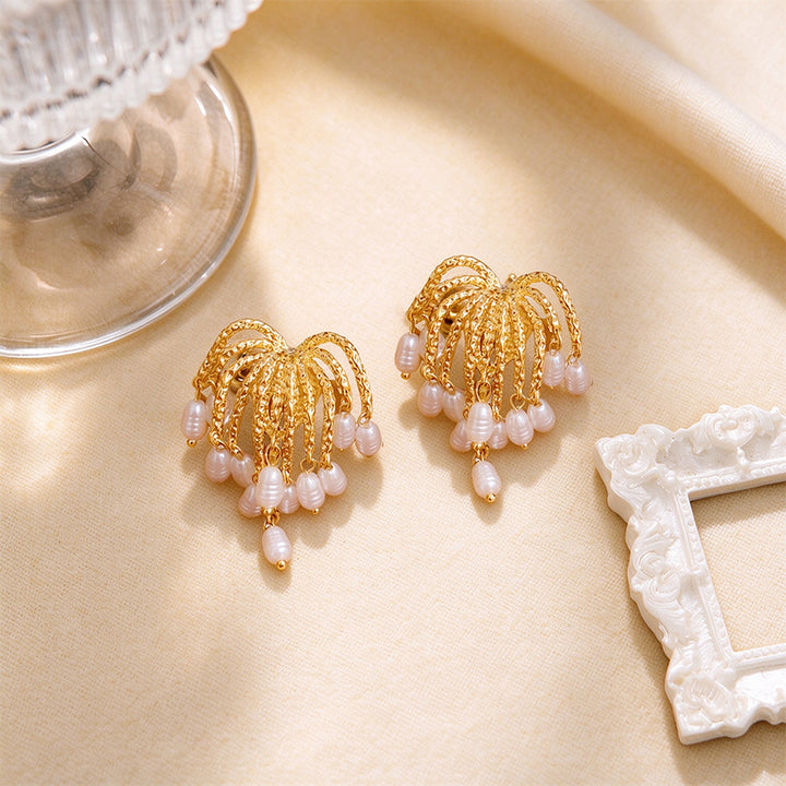 Cascading Pearl Tassel Statement Earrings