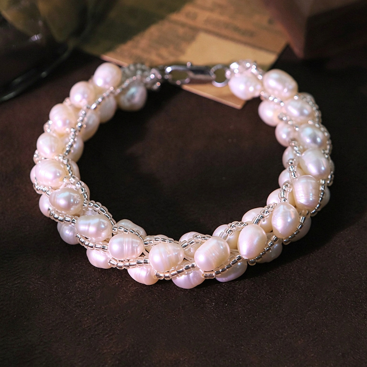 Twisted Freshwater Pearl Beaded Bracelet