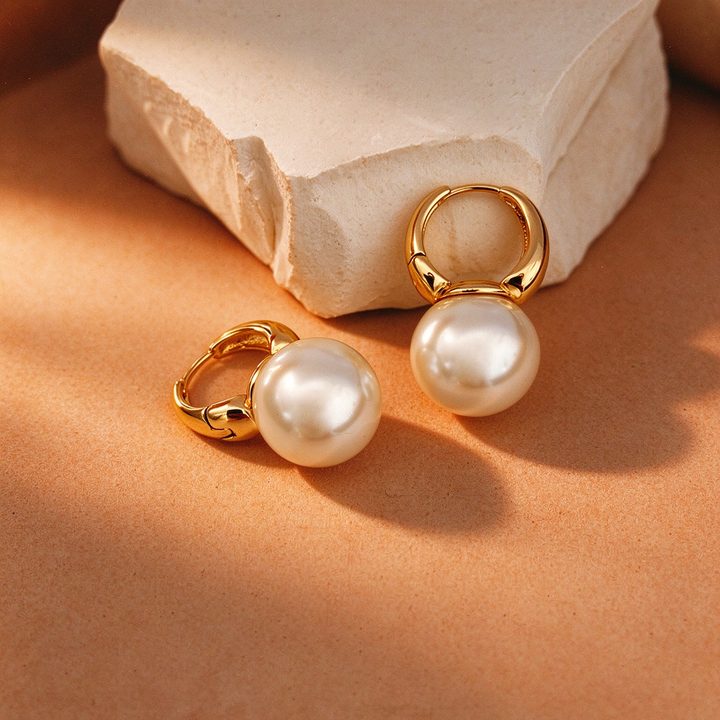 Pearl Drop Huggie Earrings for Everyday