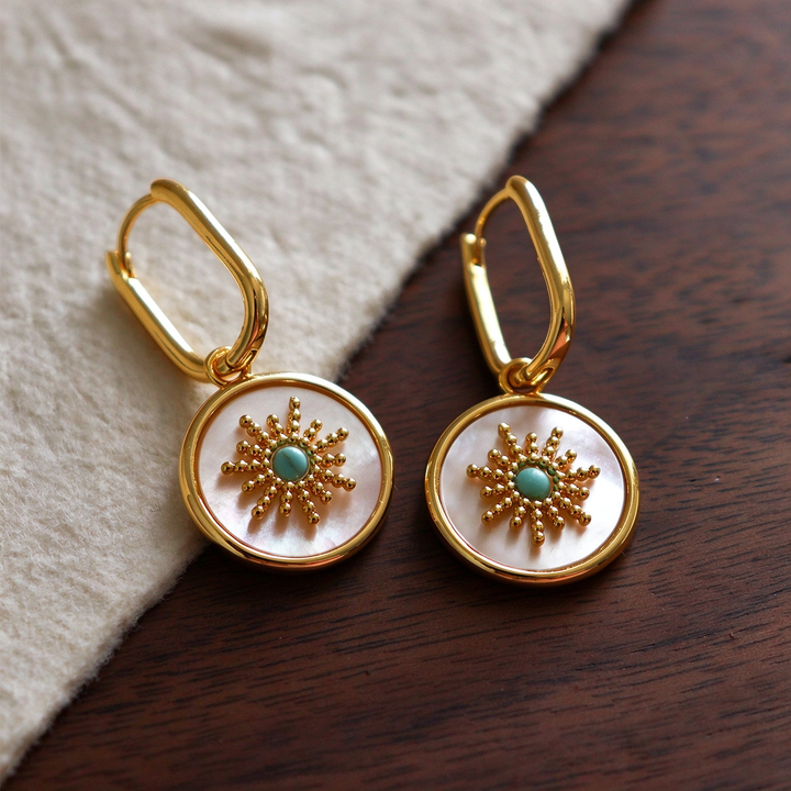 Sunburst Mother of Pearl Drop Earrings