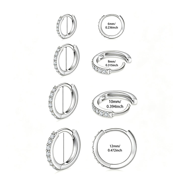Paved Zircon Huggie Hoop Earring Set for Women