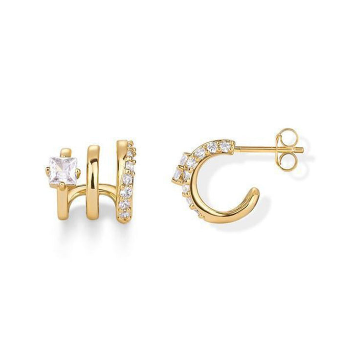 Triple-ring stud earrings for everyday wear