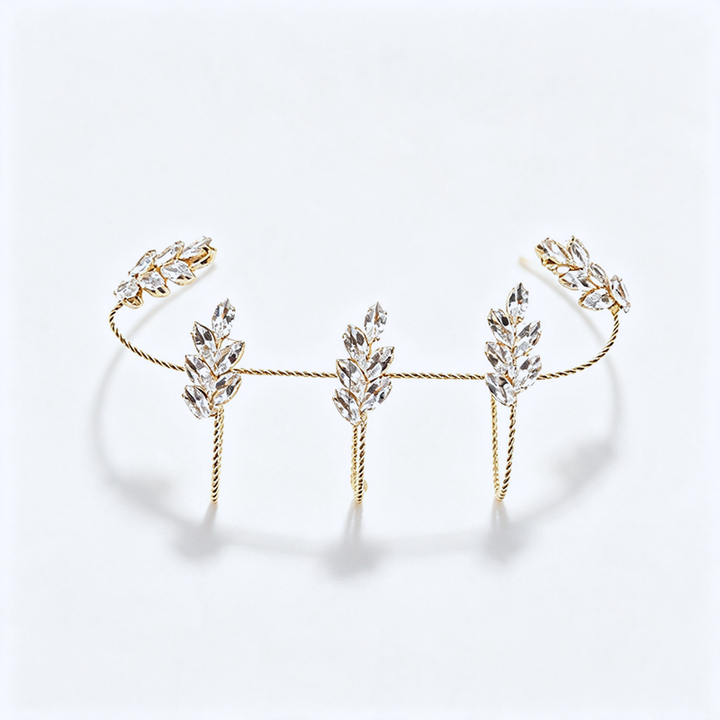 Zircon Leaf Linked Finger Bracelet