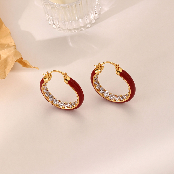 Radiant Enamel Sparkle Hoop Earrings