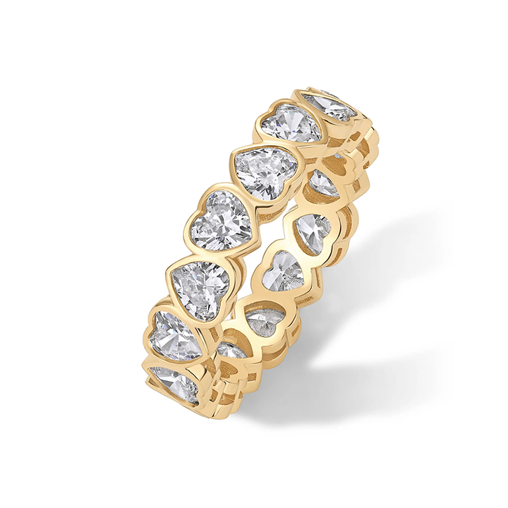 Heart Zircon Eternity Band Stackable Ring For Everyday Wear And Gifting