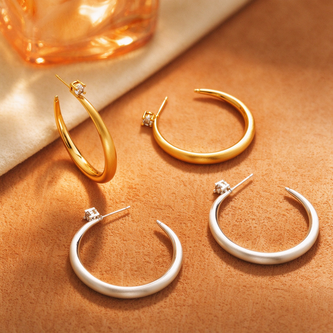Matte Open C Hoop Earrings Minimalist Daily Wear