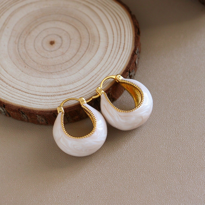 Enamel Teardrop Hoop Earrings