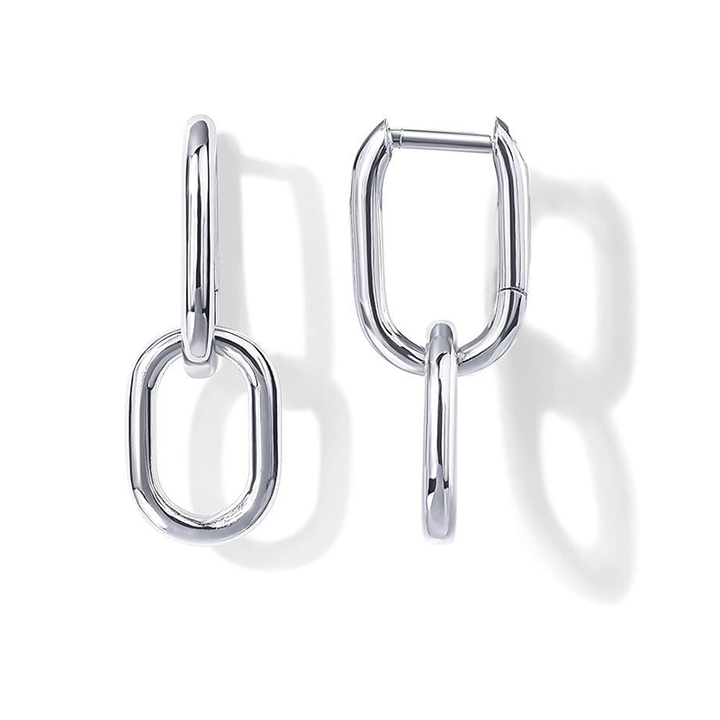 Oval Link Dangle Hoop Earrings