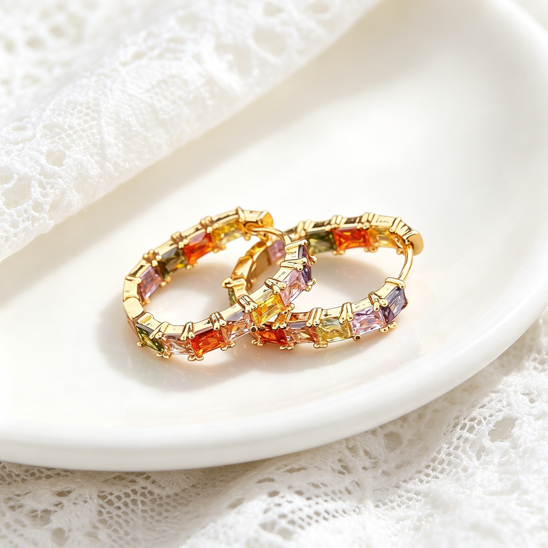 Shiny Rainbow Zircon Minimalist Huggie Ear Buckles