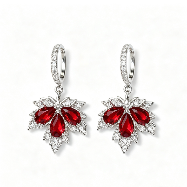 Maple Zircon Huggie Drop Earrings Fall Daily Wear