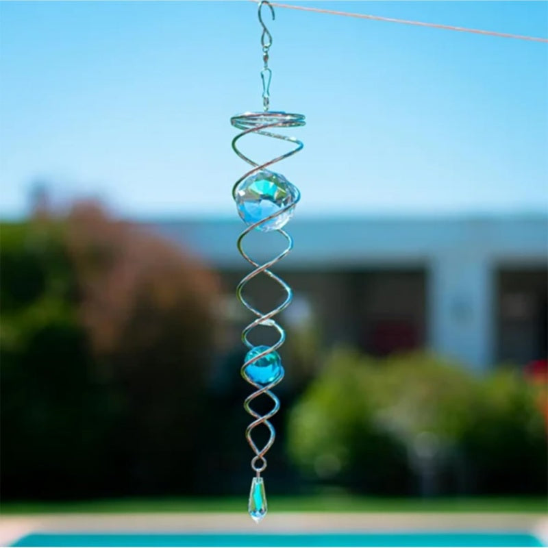 Crystal Spiral Wind Spinner Garden Decor