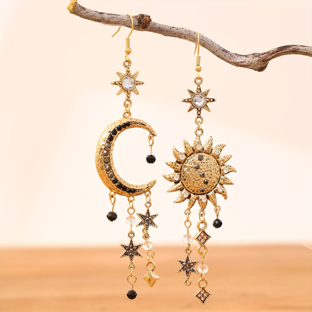 Sun and Moon Celestial Dangle Earrings