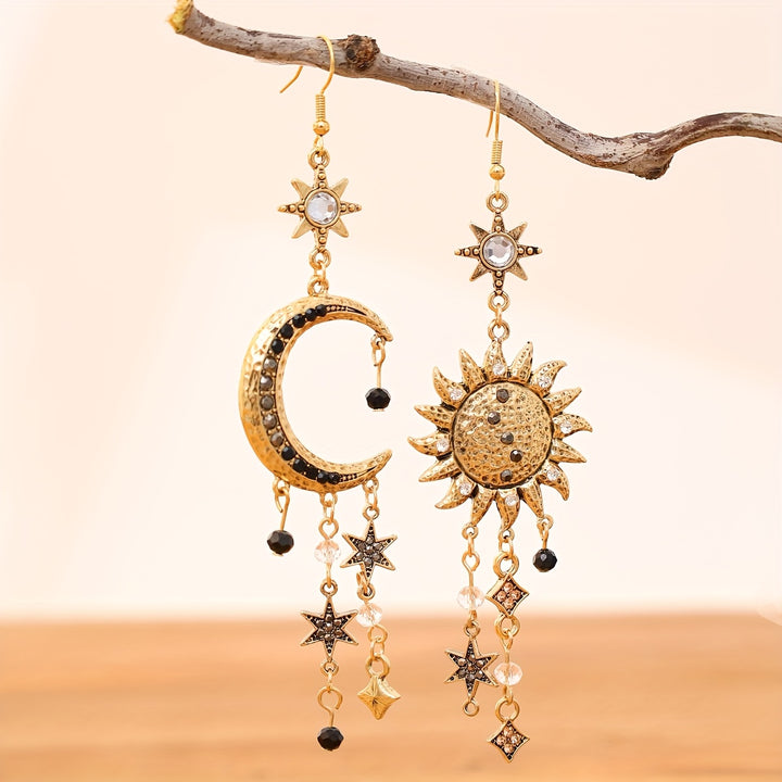 Sun and Moon Celestial Dangle Earrings