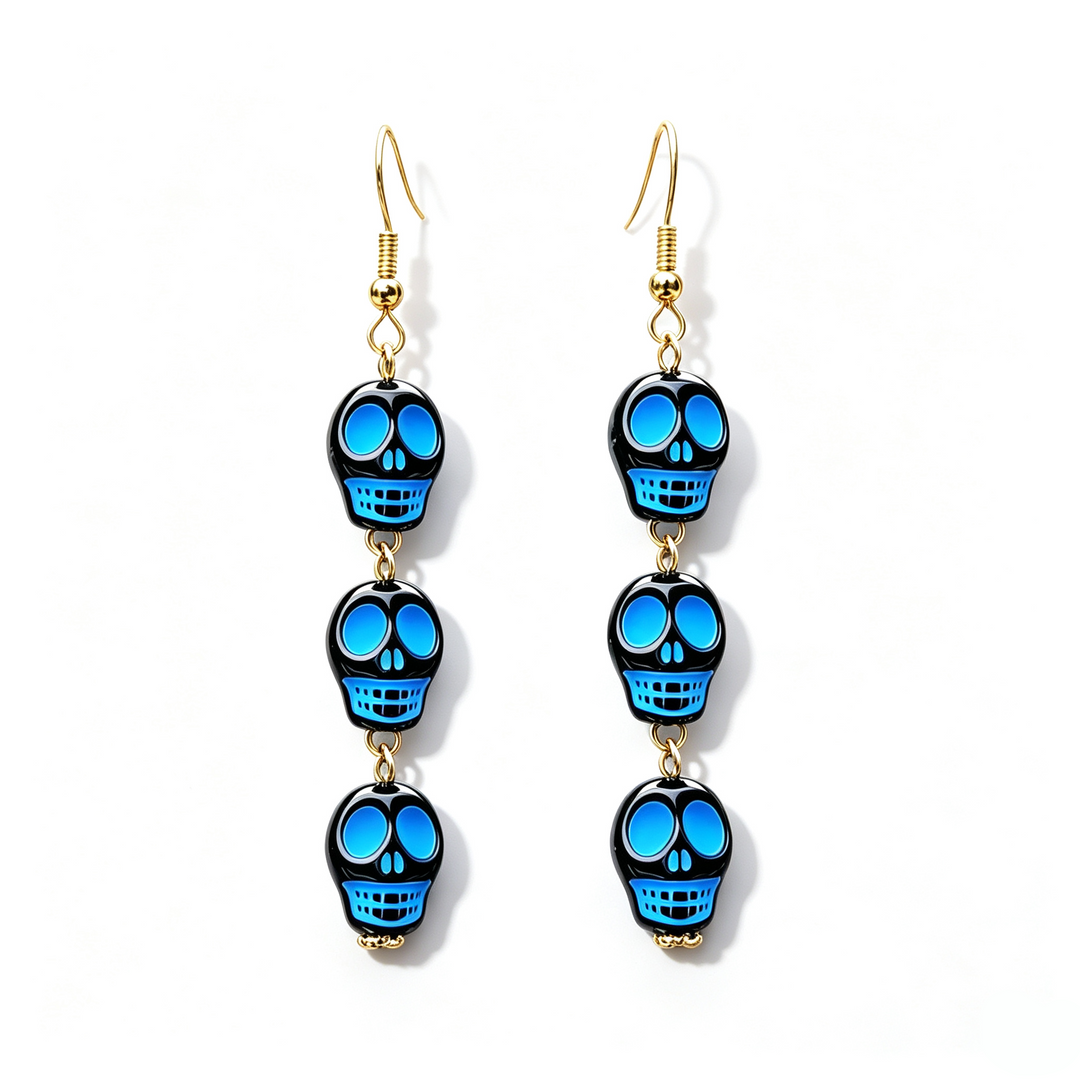 Colorful Skull Halloween Dangle Earrings