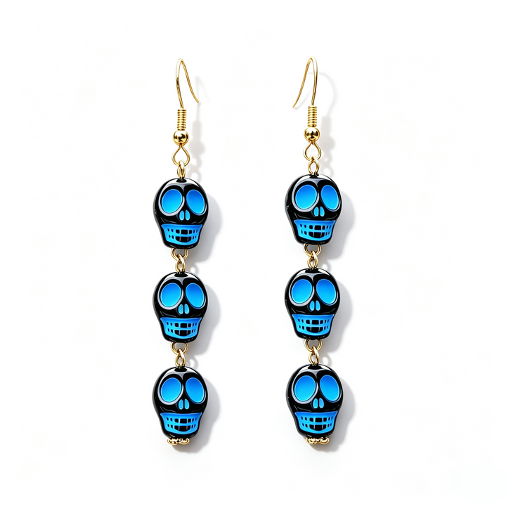 Colorful Skull Halloween Dangle Earrings