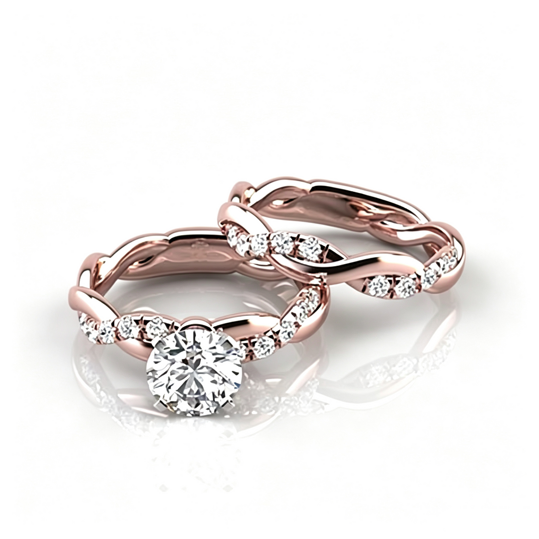 Moissanite Twisted Ring Set