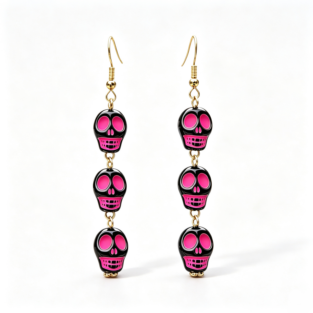 Colorful Skull Halloween Dangle Earrings