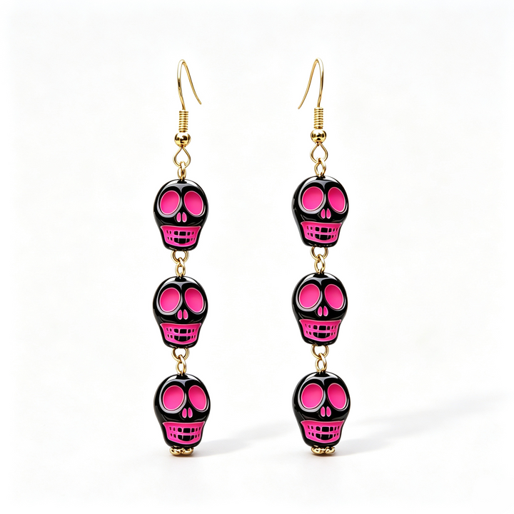 Colorful Skull Halloween Dangle Earrings