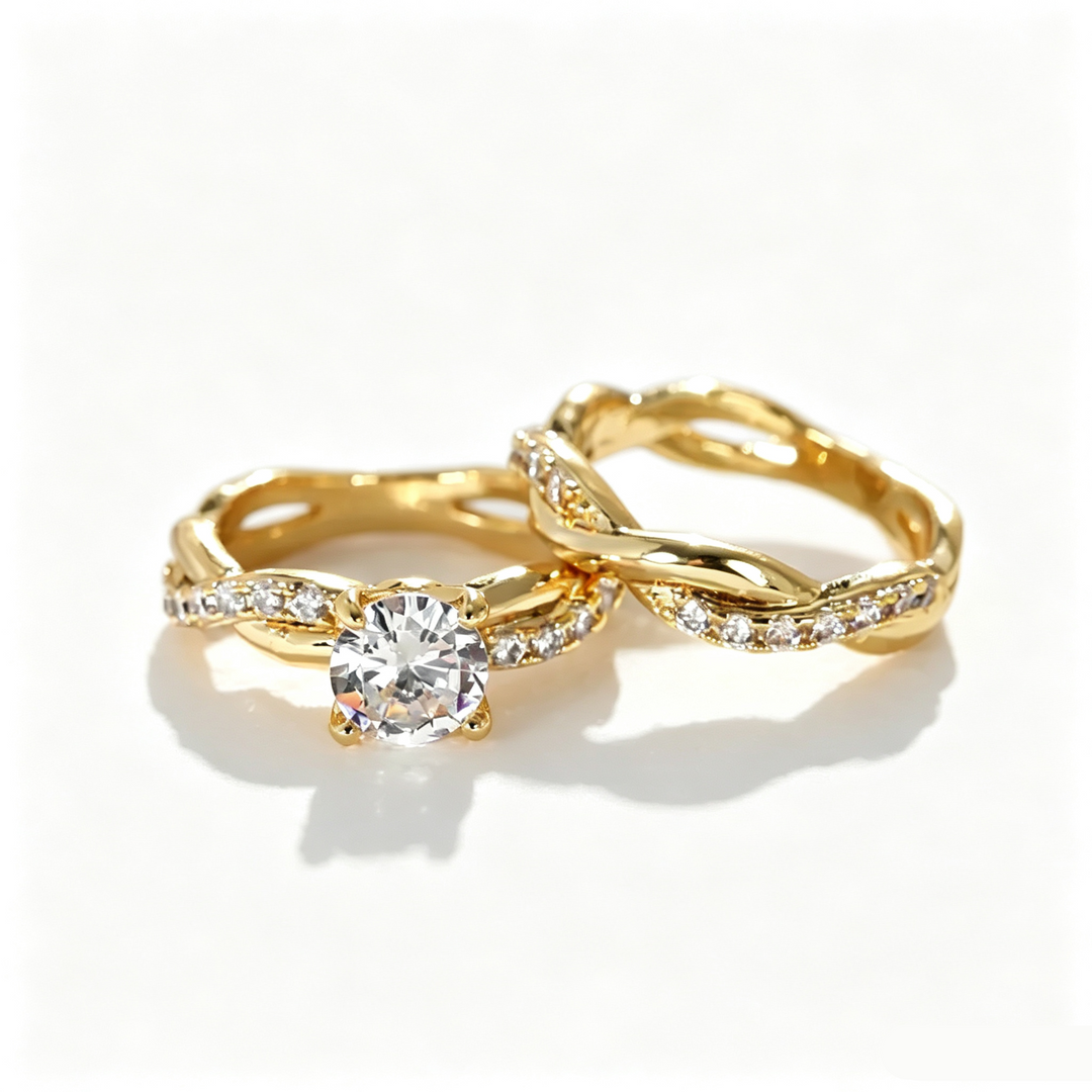 Moissanite Twisted Ring Set