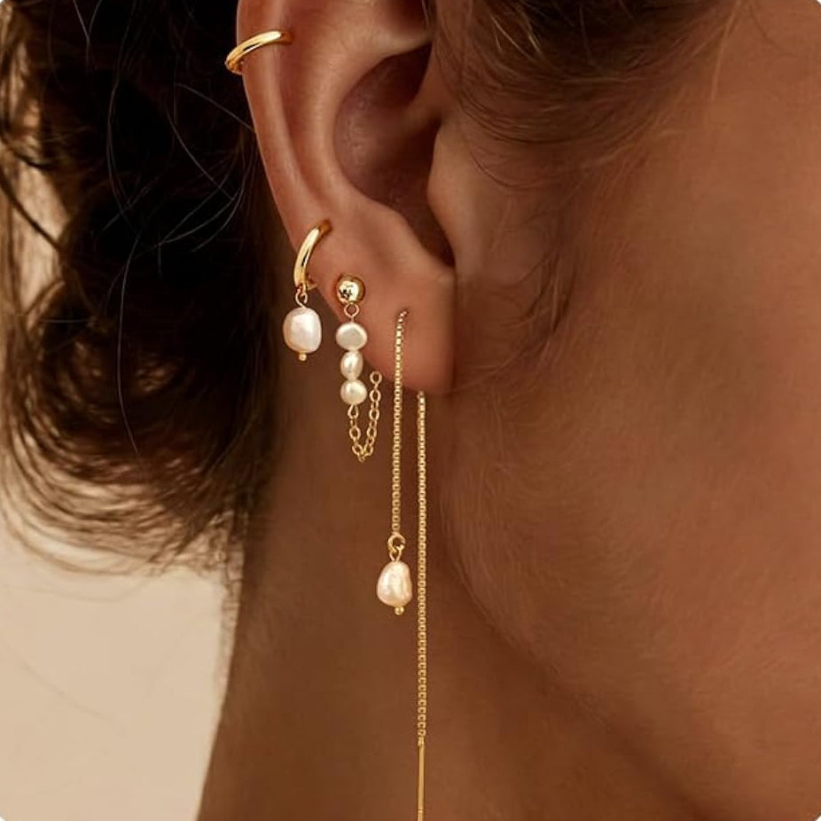 Pearl Drop Earrings Set