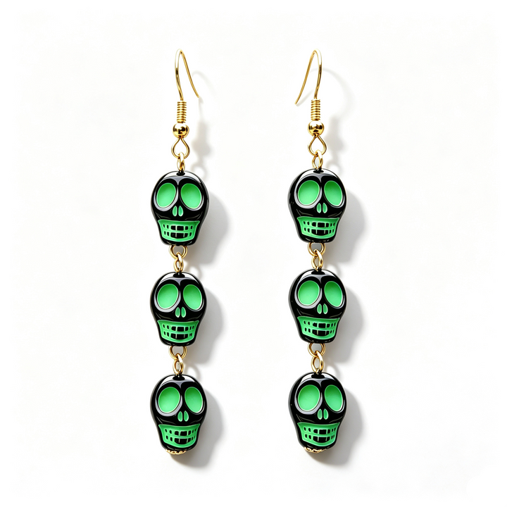 Colorful Skull Halloween Dangle Earrings