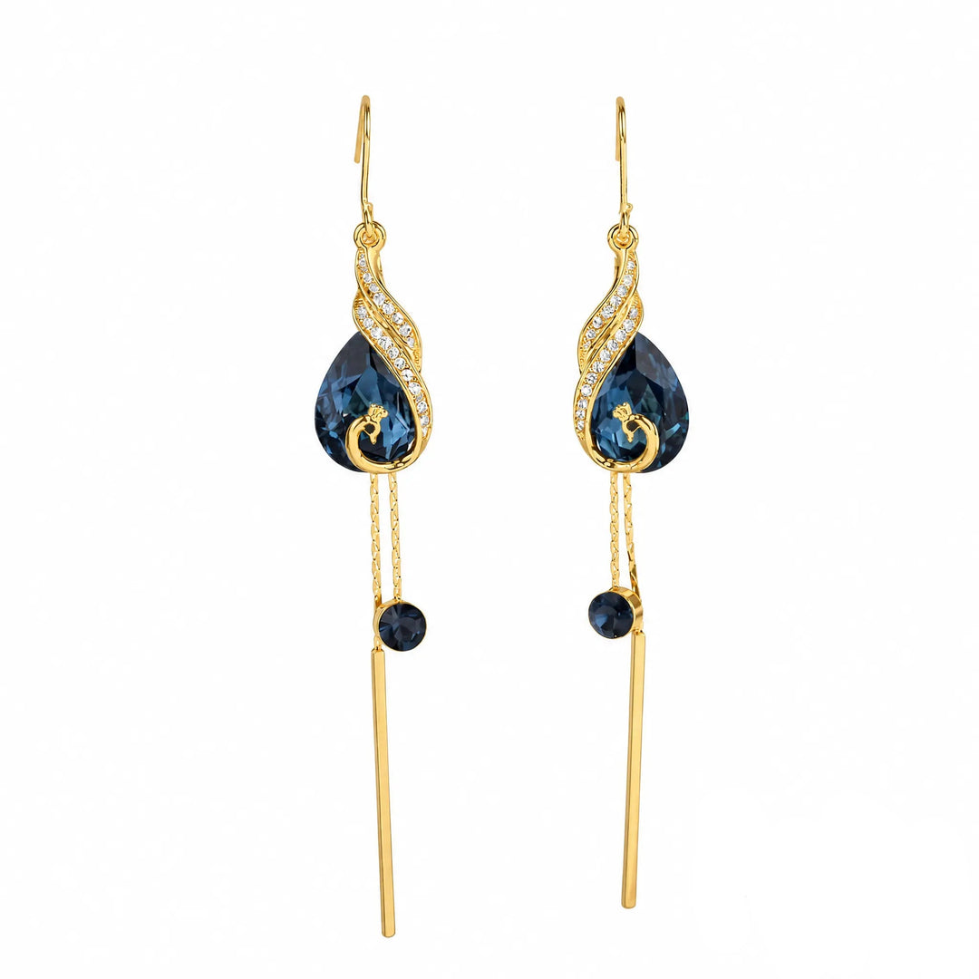 Malachite Zircon Tassel Earrings