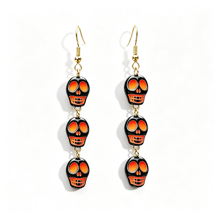 Colorful Skull Halloween Dangle Earrings