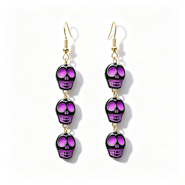 Colorful Skull Halloween Dangle Earrings