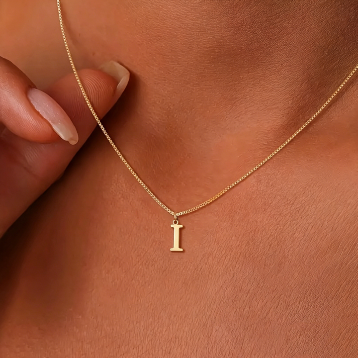 Stainless Steel Initial Letter Box Chain Necklace for Women