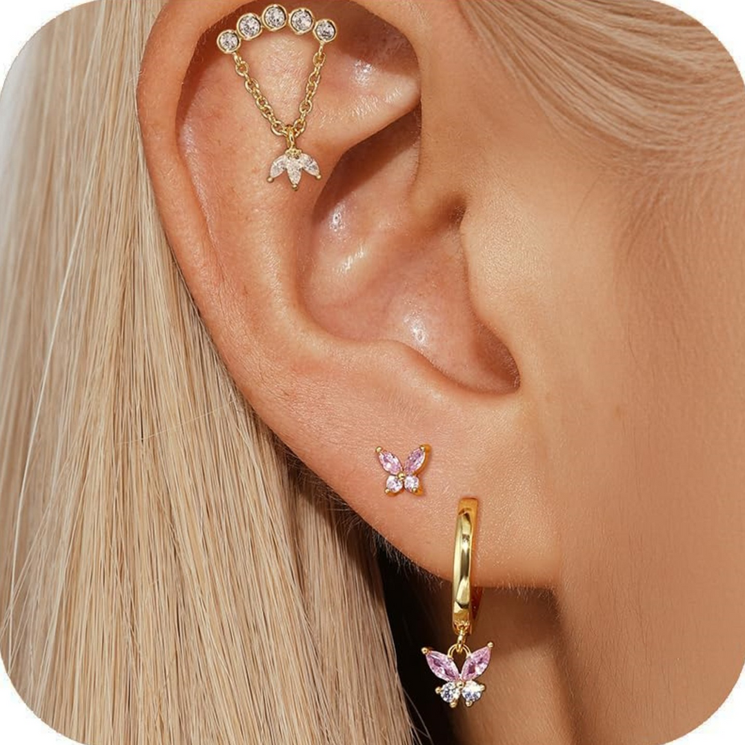 Zircon Butterfly Multi-Piece Earring Set for Women