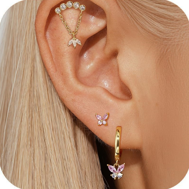 Zircon Butterfly Multi-Piece Earring Set for Women