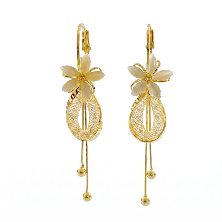Petal Mesh Tassel Dangle Earrings Daily Accessory
