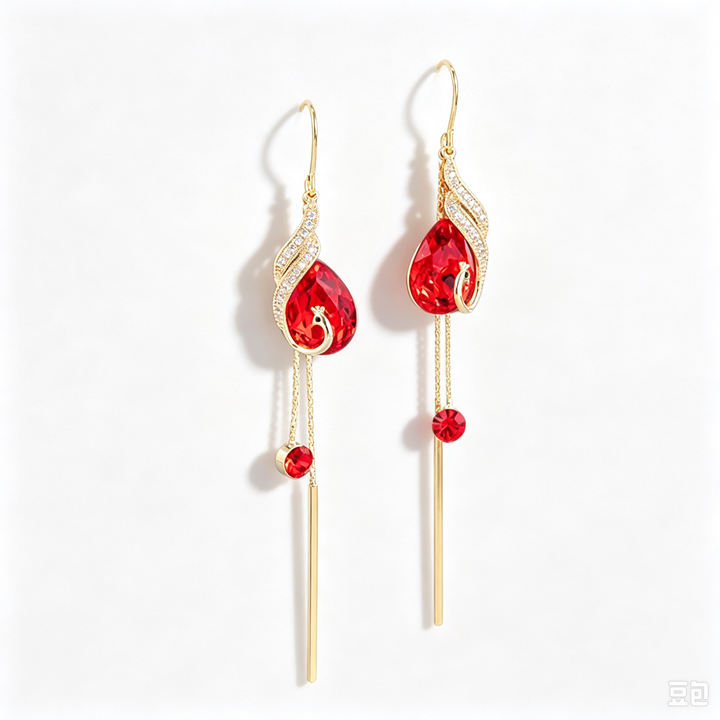Malachite Zircon Tassel Earrings