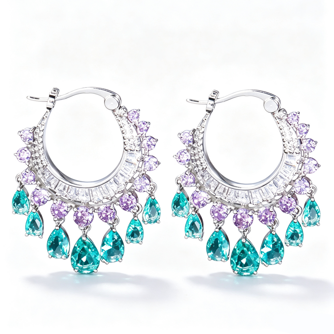 Teardrop Zircon Tassel Earrings