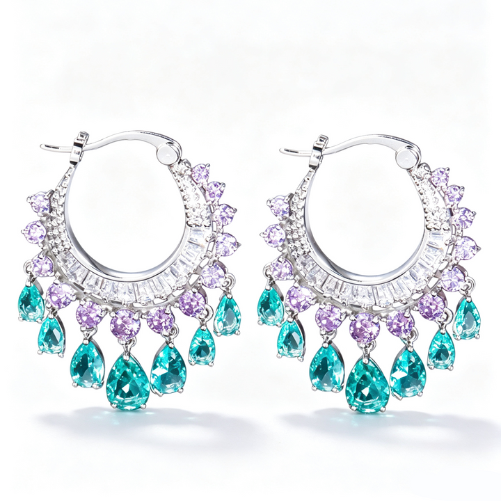 Teardrop Zircon Tassel Earrings