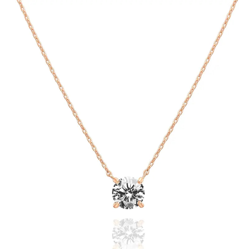 Round Solitaire CZ Everyday Necklace